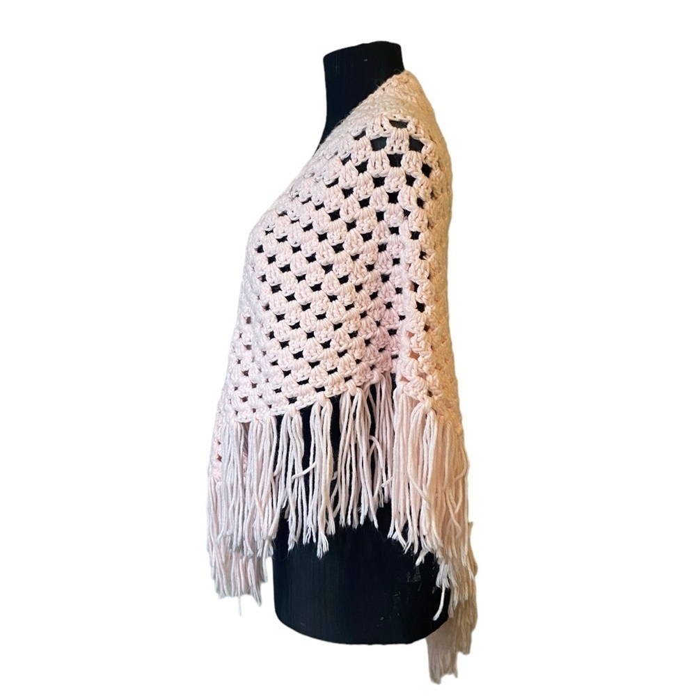 Light Pink Crochet Cape Sweater - Picture 6 of 10